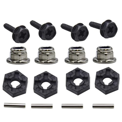 Blomiky 2 Pack 3.3 * 1.85 Inch Wheel Tires 12mm 4 Pack Hexes M4 Locknus and 10 * 2mm Pins 2.6mm Locknuts for Some 1/14 1/16 1/18 1/20 Scales XLH HBX RC Trucks / Q903 Tire Hex Pin