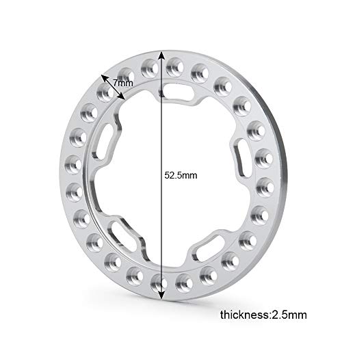 Aluminum Alloy RC Beadlock Wheel Rim Replacement Ring for 1:10 Crawler RC Car 1.9" Wheels/Rims-Pack of 4pcs (Silver) - color: Silver