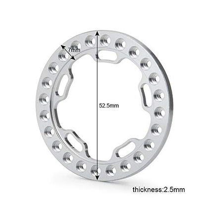 Aluminum Alloy RC Beadlock Wheel Rim Replacement Ring for 1:10 Crawler RC Car 1.9" Wheels/Rims-Pack of 4pcs (Silver) - color: Silver
