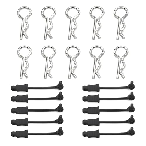 10Pcs RC Body Clips W/Pull Tabs R Pins Universal Shell Replacement Parts for 1/7 1/8 TRAXXAS ARRMA Axial Losi Redcat HPI Exceed Rc Car Crawler Truck Buggy Drone (Black) - size: Black