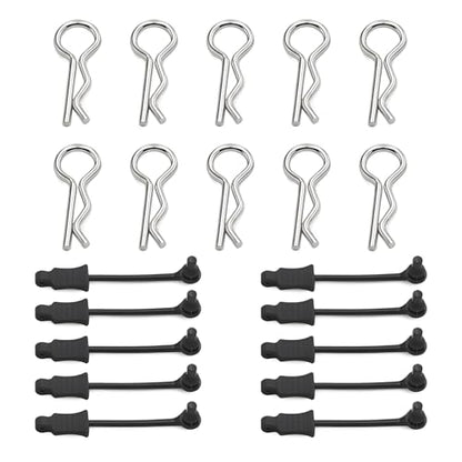 10Pcs RC Body Clips W/Pull Tabs R Pins Universal Shell Replacement Parts for 1/7 1/8 TRAXXAS ARRMA Axial Losi Redcat HPI Exceed Rc Car Crawler Truck Buggy Drone (Black) - size: Black