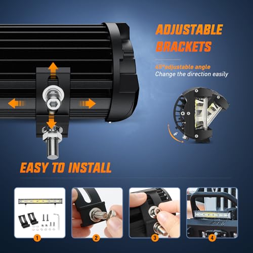 Nilight Side Shooter LED Light Bar 20 Inch Triple Row Spot Flood Combo Lights Work Lighting with 5Pin Rocker Switch Wiring Harness Kit for Off-Road Light on Truck SUV ATV UTV - color: 20Inch Side Shooter Light + Wiring harness