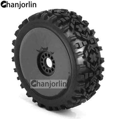 1/8 Buggy Tires OD 118mm and Wheels 17mm Hex Rubber RC Off Road Tyres for 1:8 Scale Buggy Truck Car HSP Kyosho MP10 VRX HPI Hobao ARRMA Typhon 6S 3S Talion Traxxas Losi 8ight 4PCS (Black) - color: Black