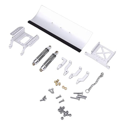 1/18 RC Metal Snow Plow, Alloy Replacement Snow Plow, Hydraulic Damping for RC Crawler Car with Shock Absorption for Winter Scenes & Obstacle Clearing (Silver) - color: Silver