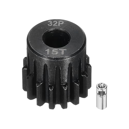 32P Steel Pinion Gear Set 15T for 5mm Shaft Hardened Steel Pinion Gear with Shaft Coupler Connector for RC Motor - style: 15T