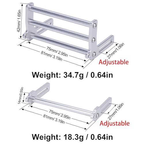 TRX4 Bumper, Adjustable 1/10 Bumper, Aluminum Front Rear Bumpers Bull Bars for 1/10 RC Crawler Axial SCX10 TRX4 LCG Chassis FJ40 Dodge Power Wagon Body (Silver)