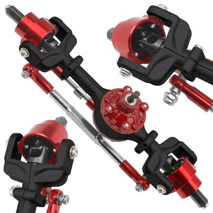 Metal Front & Rear Portal Axle Set Upgrades Parts Compatible with WPL C14 C24 C34 C44 B14 B24 1/16 RC Car (Black) - color: Black