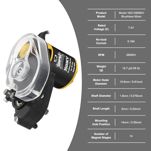 GOUPRC Upgrade 30A Brushless ESC & 1621 3500KV Brushless Motor with Transmission Combo Kit for SCX24 RC Crawler Axial 1/24 RC Car Truck Buggy - color: Black