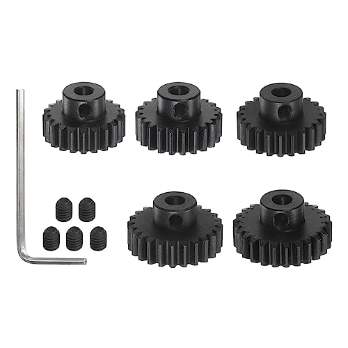 HARFINGTON Mod 1 M1 Pinion Motor Gear Set 5pcs 21T 22T 23T 24T 25T Fit 5mm RC Motor Shaft M1 Pitch Gears for RC Car, with Hex Key - style: 21T 22T 23T 24T 25T