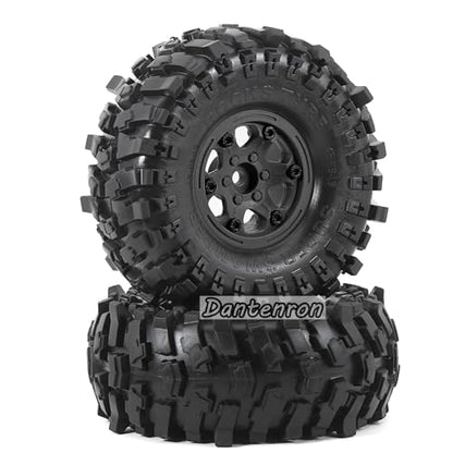 1.9 Rock Crawler Mud Tires and Plastic Wheels Rims OD 118mm 1/10 rc Rubber Grappler hubs Tyres with Foam for 1:10 Crawler Car Tamiya CC01 Traxxas TRX4 Axial SCX10 II RC4WD Gen8 4PCS (Black) - color: Black