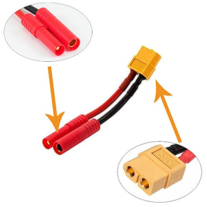 2pcs XT60 Plug Female Connector to HXT 4MM Banana Plug Bullet Male Female Connector Wired Adapter for RC Lipo Battery RedCat Racing and Exceed RC