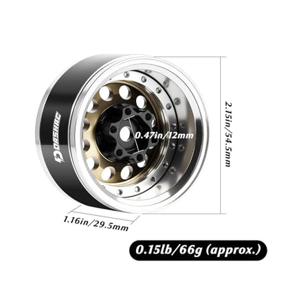 RC 1.9" Beadlock Wheels with Adjustable Offset for TRX4 SCX10 | Aluminum Alloy, Adjustable Negative Offset, 12mm Hex, Fits GEN7 GEN8 VS4-10 RC4WD & D90 1/10 RC Crawlers - color: Desert Gold