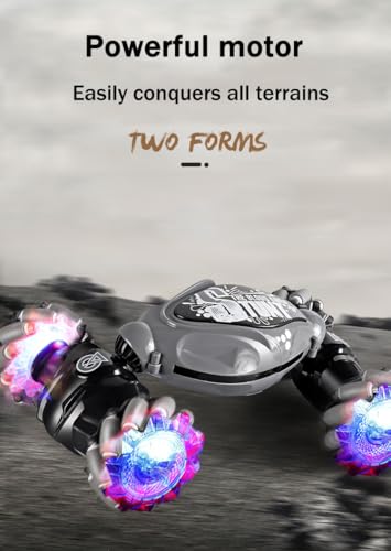 Dual Control RC Stunt Car, 4WD, Gesture Sensing, 360° Flips, LED Lights and Music, Multi-Terrain, Multicolor, 1:16 Scale