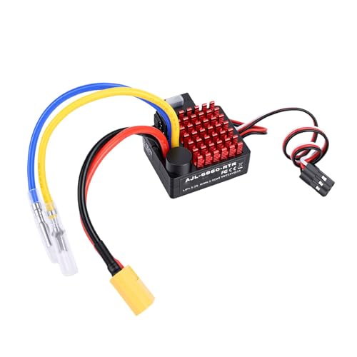 60A Brushed ESC, RC Car Electronic Speed Controller, Waterproofing for 1/10 Scale, Crawler Car ESC with Stable Throttle, Replacement Parts for RC Crawlers