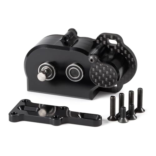 Straight Axle Transmission NOD Tiny Gearbox with Adapter Plate, Black | 4:1 Low Gear Ratio, with 48P 44T Spur Gear, Fit for Axial AR44 AR45 AR60 Enduro Vanquish F9 F10 - color: Black