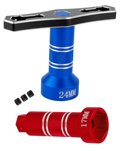 RC Interchangeable 17mm & 24mm Upgrades Part for 1/6 1/8 1/10 Scale RC Car Trucks Crawler Buggy,Spanner Repair Tool,Navy Blue w/Red - color: Navy Blue W/Red(1set)