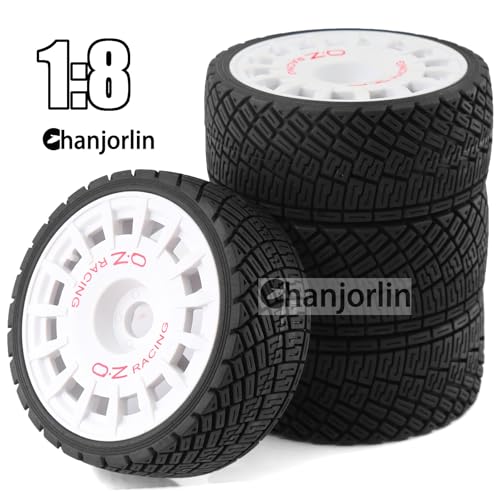 1/8 RC On Road Tires And Plastic Street Wheels 17mm Hex OD 3.94'' 1/7 Rally Racing Tyres For 1:8 1:7 Touring Street Drift Car Tamiya HPI WR8 HSP ARRMA Redcat Losi Kyosho GT2 VRX W10 (White) - color: White