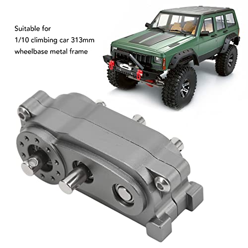 VBESTLIFE RC Transfer Case, 313mm Wheelbase 2 Speed CNC Machined Anodised Aluminium Alloy RC Parts for Scx10 1/10 RC Car - color: Titanium