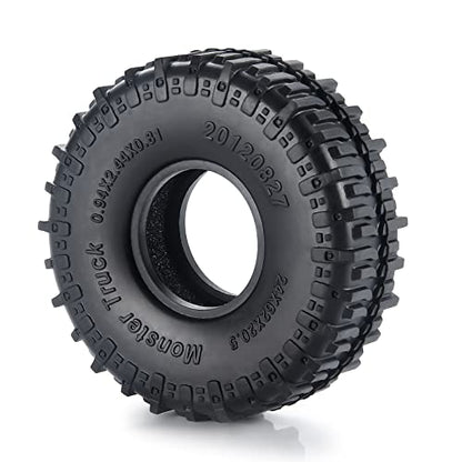 MOHERO 4PCS 1.0" Mud Grappler Rubber Tyre 1.0 Wheel Tires 62 * 22MM for Axial SCX24 90081 AXI00001 002 004 005 006 RC Crawler Car (A Style) - color: C-a Style