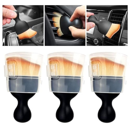 QUAAM 3PCS Car Interior Cleaning Tool, Car Cleaning Brush Interior Dust Collectors,Car Interior Cleaning Tool Brush, Dust Brush