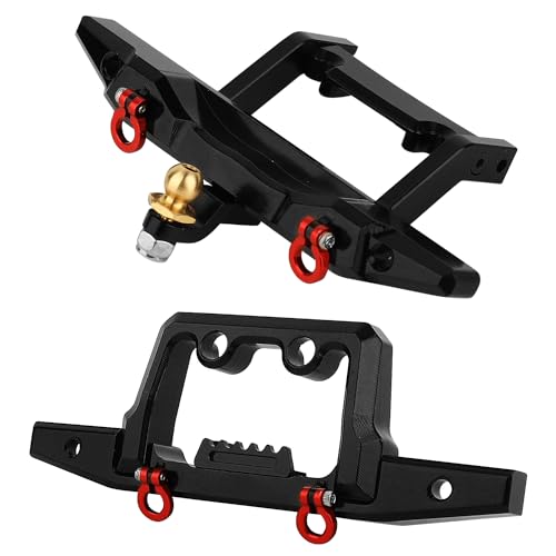 Front & Rear Bumper Aluminum for Traxxas 1/18 TRX4M TRX-4M Defender RC Crawler Car Upgrade Parts (Black) - color: Black