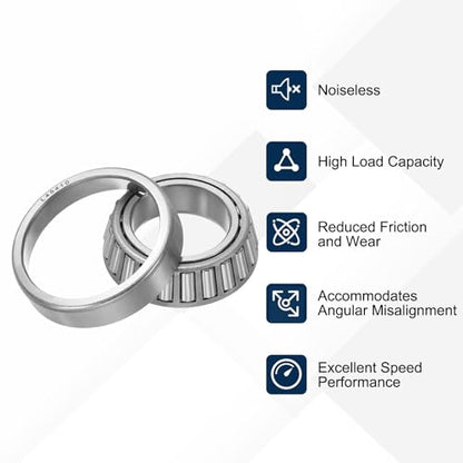 uxcell L45449/10 Tapered Roller Bearing Cone and Cup Set, 1.12" Bore x 1.97" OD x 0.57" Thick, Chrome Steel Taper Bearing Set, ABEC-3 - size: L45449/10