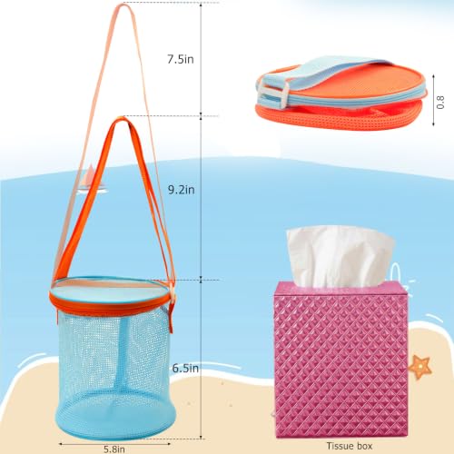 4Pcs Foldable Toy Storage Bag, Large Capacity Sea Shell Bags for Beach, Portable Toy Storage Bag with Zipper and Strap, - size: 4P-SMALL
