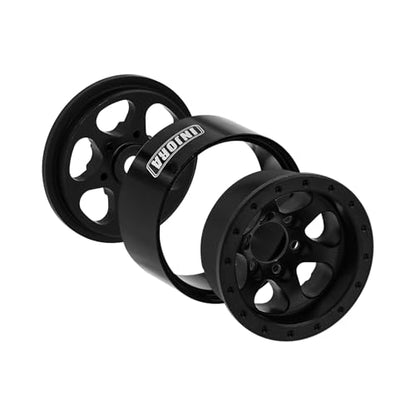 INJORA 1.0 Aluminium Beadlock Wheel for TRX4M 1/24 1/18 RC Crawler（Black） - color: Black