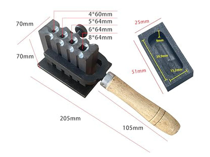 2 in 1 Reversible Wire Plate Ingot Mold, 4 Square Hole | Melting Casting Refining, Gold Silver Copper Aluminum Brass, Precious Metals - size: S-4/5/6/8mm