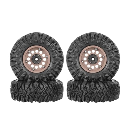 1.3” All-Terrain Tire and Wheel Set, Metal Beadlock 5mm & 7mm Hex Wheels for SCX24 TRX4M 1/12 1/14 1/18 1/24 RC Crawler Car (B, Bronze) - color: B, Bronze
