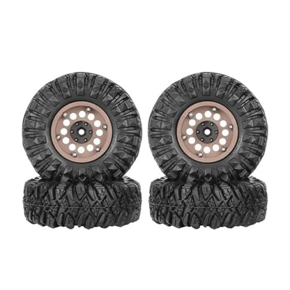 1.3” All-Terrain Tire and Wheel Set, Metal Beadlock 5mm & 7mm Hex Wheels for SCX24 TRX4M 1/12 1/14 1/18 1/24 RC Crawler Car (B, Bronze) - color: B, Bronze