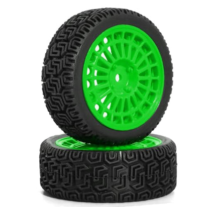 1/10 RC On-Road tires 68mm Rally Car Tire and Plastic Wheels 12mm Hex good drifting power for 1/10 RC On-Road Touring Drift Car HPI Kyosho FAZER MK2 HSP Tamiya XV01 TT01%t054+1 (Green) - color: Green