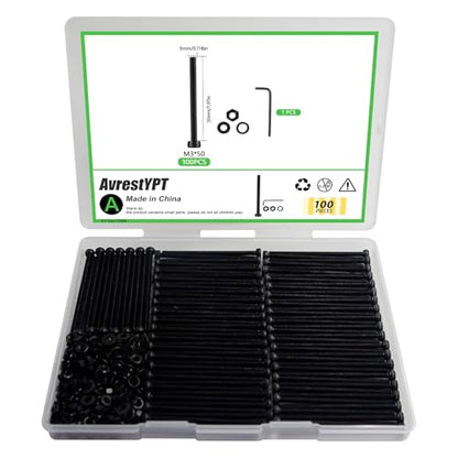 100 Pcs M3 x 50mm Socket Head Screws, Grade 12.9 Alloy Steel Fully Threaded Machine Screws, Metric Bolts Assortment Kit for Furniture Assembly - size: M3x50mm-100pcs