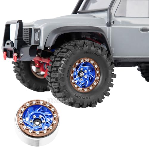 1.3 Dually Beadlock Wheels Tires for RC Crawler Car 1/18 TRX4M Ascent-18,1/24 SCX24 FCX24,RC Off Road Buggy Rally Truck Wheel and Tires,Adjustable Offset Wheels,7mm Hex Rim,Blue Brown - color: Blue Brown - (4pcs 1.3 Beadlock Tires)