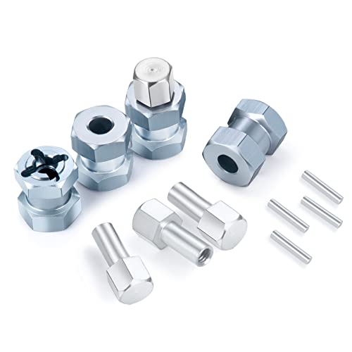 RC 12mm Wheel Hex Drive Hubs Combiner Coupler Aluminum 15mm Offset Extension Drive Adapter for 1/10 Axial SCX10 Wraith RC Crawler Car Upgrade Parts (Titanium) - color: Titanium