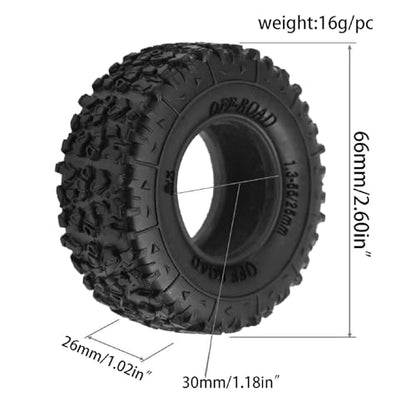 1.3''Soft Rubber Crawler Tires (4PCS) for 1/24 1/18 SCX24 TRX4M AX24 FCX24 FCX18 RC Crawler Car (Style A)