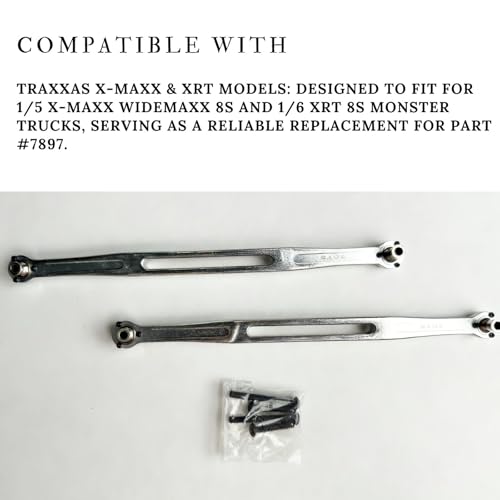Front Steering Tie Rod Links 7075-T6 for 1/5 Traxxas X-MAXX WideMaxx 8S & 1/6 XRT 8S Monster Truck Upgrades Parts, Replacement for #7897, 2pcs Set (Blue) - color: Blue