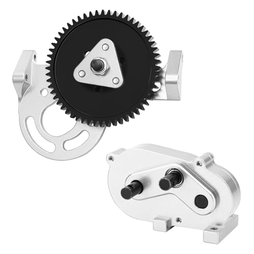 LCG Metal Prefixal Gearbox Set with 30% Overdrive Gear Front Motor Transmission Transfer Case for Axial 1/10 RC Crawler SCX10 I II 90046 Capra TRX4 Upgrades (Silver) - color: Silver