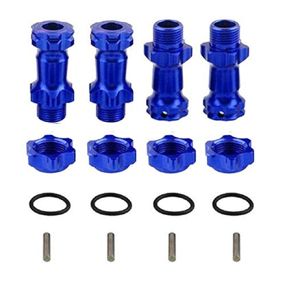 4PCS 17mm Aluminum Wheel Hex Hub 30mm Extension Adapter Capped Longer Combiner Coupler with Anti-Dust Cover for 1:8 RC Model Car Truck,Blue