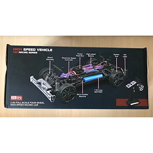 1/16 Scale 4WD Retro RC Drift Car with 35km/h Speed, 390 Motor, IPX4 Waterproof, LED Headlights, 2.4GHz Full Proportional Control Great Gift for Adults-Metal Blue - color: Metal Blue
