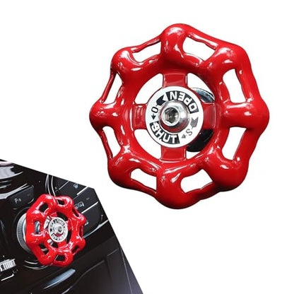 Car Rotary Knob Decor, Metal Retro Valve Handwheel One Click Start Decor Trim, Self-Adhesive Engine Start Stop Knob Protector, Universal for Most Cars (Red)