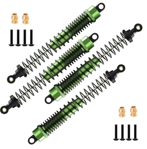 RC Shock Absorber Damper 130mm Adjustable for RC Car 1/10 Crawler Truck HPI HSP Losi Axial Tamiya Redcat Upgrade Part 4pcs/Set(Green) - color: Green