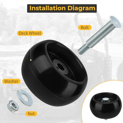 4Pcs Deck Wheel Kit 1714760 2108765 for Ferris IS700Z Deck 52" IS1500Z Deck 48" F50XT Deck 44" F125XT Deck 48" F160Z Deck 48" for Murray ZTS6000 ZTS7000 ZTS7500 CTX9000 YT2452 YT2652 ZT1842 ZT2042