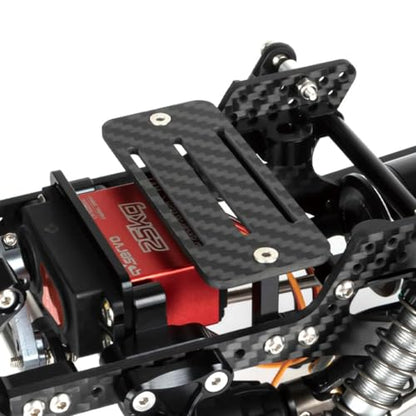 Carbon Fiber Battery Tray & ESC Receiver Mount for SCX10 Upgrade | Lightweight carbon fiber material. Fit SCX10 crawler cheater rigs and LCG chassis. Practical RC chassis upgrade part.