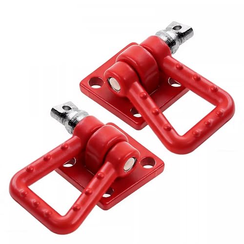 2 Sets Metal Climbing RC Trailer Tow Hook Decorations Accessories for 1/10 Crawler Car Axial SCX10 D90 D110 TRX4 TRX6 Redcat Upgrades Parts(Red) - size: CC01abR