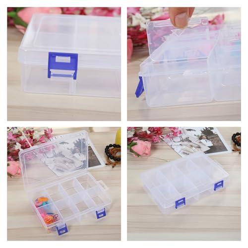 Tool box hardware organizer, small parts storage box. Portable plastic toolbox with detachable partitions. Stackable hardware storage boxes.