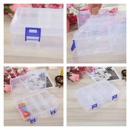 Tool box hardware organizer, small parts storage box. Portable plastic toolbox with detachable partitions. Stackable hardware storage boxes.