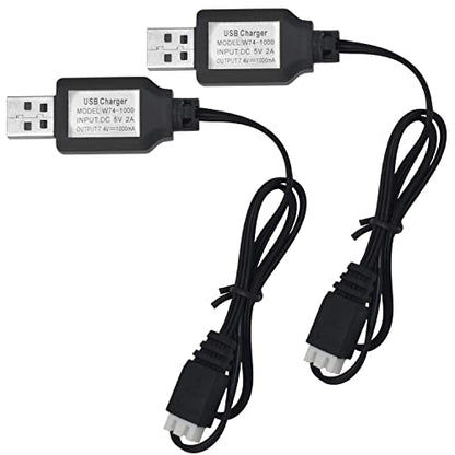2PCS USB Charger Cable with XH-3P Connector for SCX24 RC Car, Holyton Remote Control Car, 2S 7.4V LiPo Battery RC Car, Rock Crawler FPV Drone Quadcopter