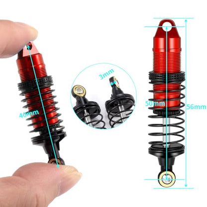 4Pcs Aluminum Front & Rear Shock Set RC Dampers，Red + Black | Upgrade Parts, For Losi 1/16 Mini-B, For Losi 1/18 Mini-T, RC Car Buggy - color: Red + Black