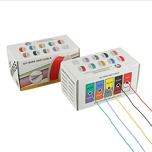 BOJACK 28 AWG Flexible Silicone Wire Electric Wire Hook up Wire Kit 300V Cables with Plus 20 φ2mm Heat Shrink Tubings and a Mini Wire Stripper(5 Colors 32.81Ft Each Color, 28AWG) - size: 28 AWG Silikondraht